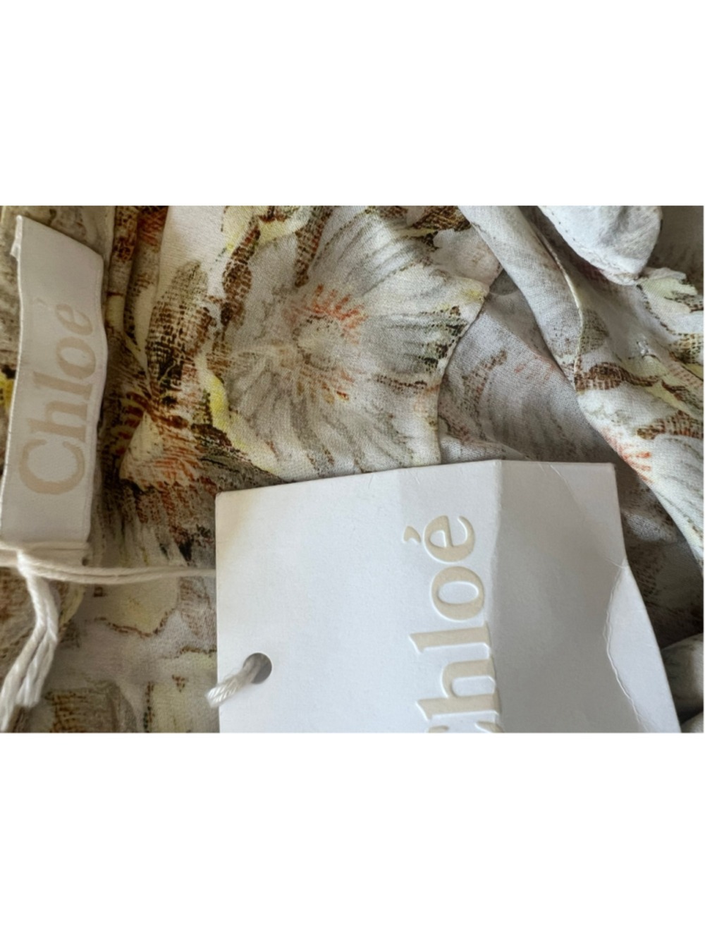 Chloé Floral Button Down Shirt, Size S, 36/4 Beige and White Floral New! - Picture 7 of 9